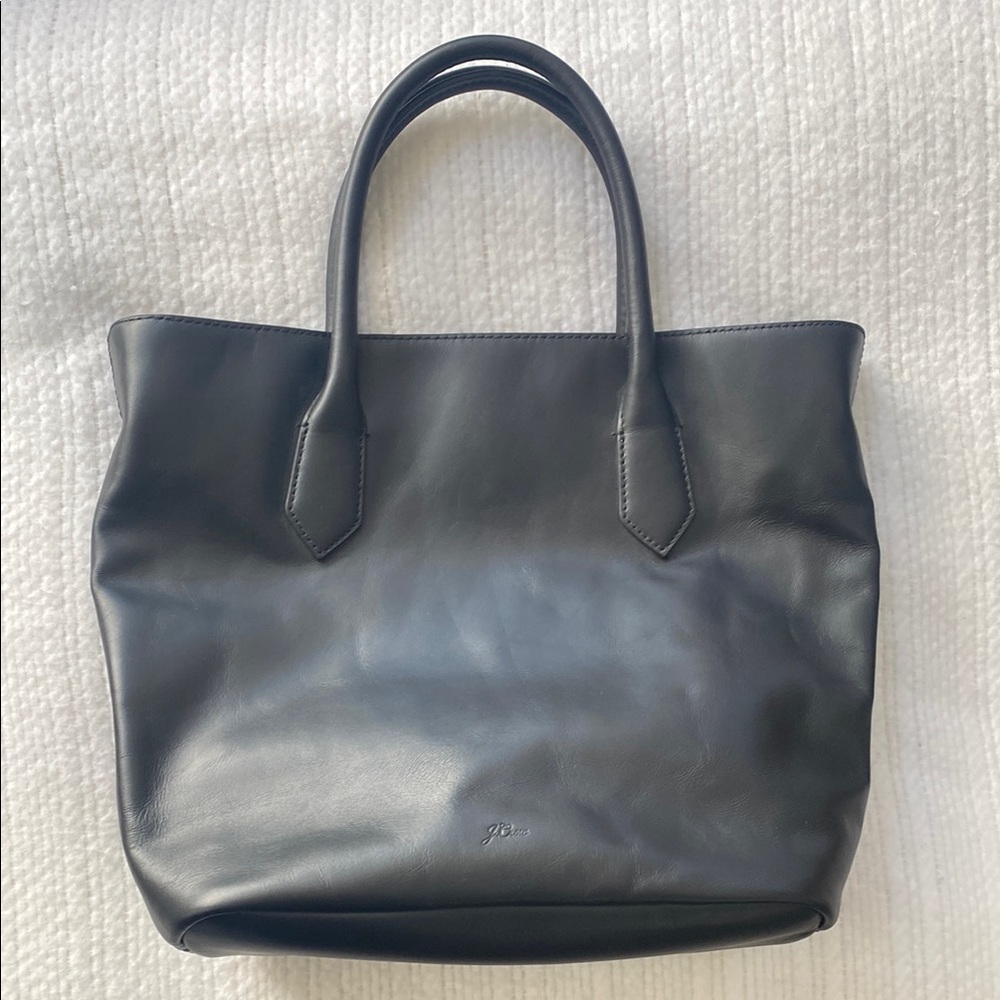 Elegant Black J Crew Leather Tote Bag